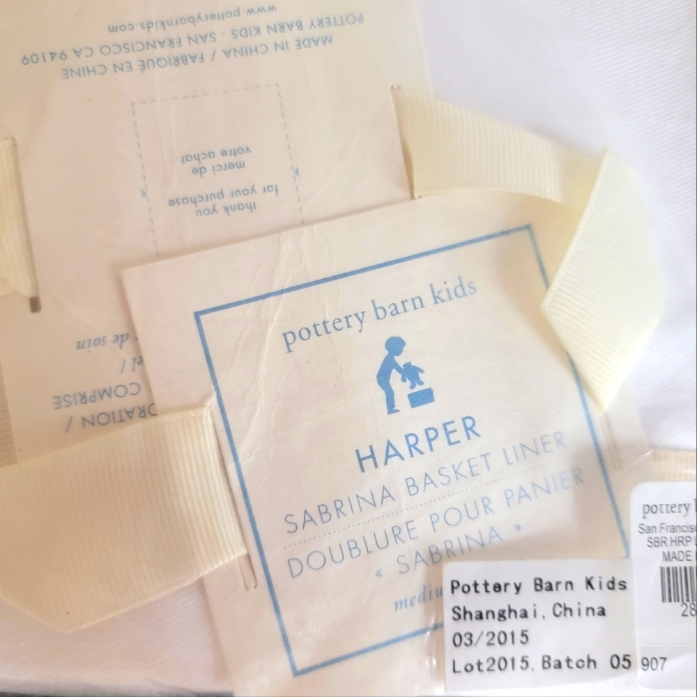 Harper & Sabrina Pottery Barn Basket liners, Nursery, medium and large.